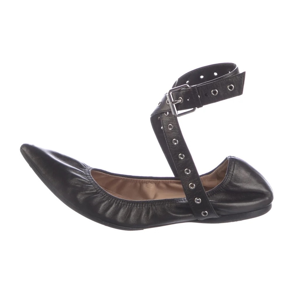 Valentino Love Latch Leather Ballet Flats – Eyelet Trim | Authentic